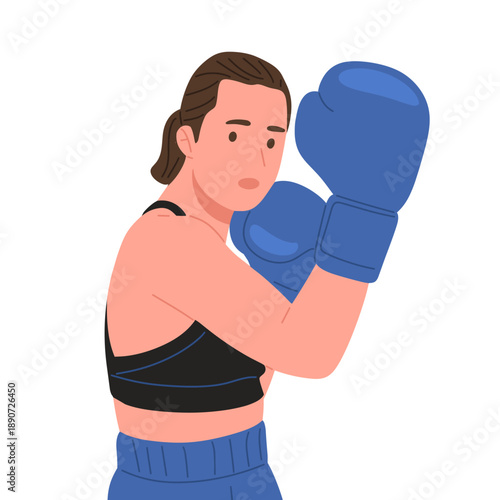 vector of a strong female boxer wearing boxing gloves in various fighting poses. Perfect for fitness, boxing training, self-defense, women empowerment, sports concepts,gym promotion, poster,app,banner