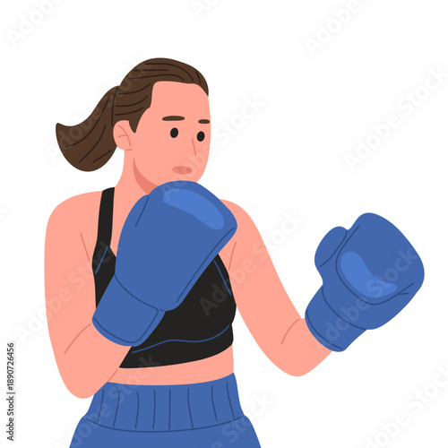 vector of a strong female boxer wearing boxing gloves in various fighting poses. Perfect for fitness, boxing training, self-defense, women empowerment, sports concepts,gym promotion, poster,app,banner