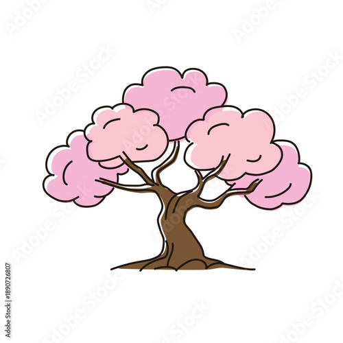春の桜の木のイラスト