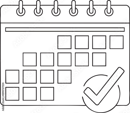 A business plan checklist icon with a check mark sits on a paper calendar next to a computer keyboard and pen, representing a technology concept for daily word puzzles and internet news