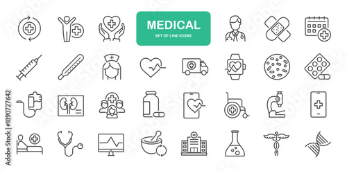 Medical Icons. Thin Line Symbol Elements Collection.