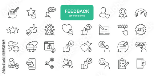 Feedback Icons. Thin Line Symbol Elements Collection.