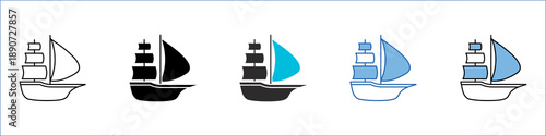 Sailing Vessel Single Icon Pack Multistyle