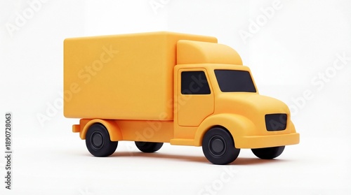 Yellow Delivery Truck Isolated on White Background Transportation Concept.