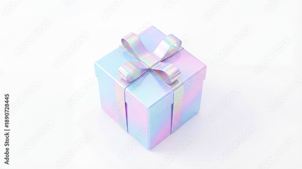 Obraz premium Pastel Gift Box with Ribbon on White Background.
