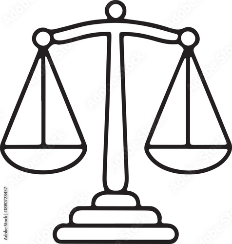 Scales of justice outline black icon line illustration vector isolated on transparent background