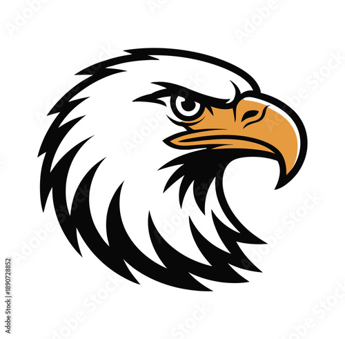 A bold and fierce eagle head logo with a strong gaze