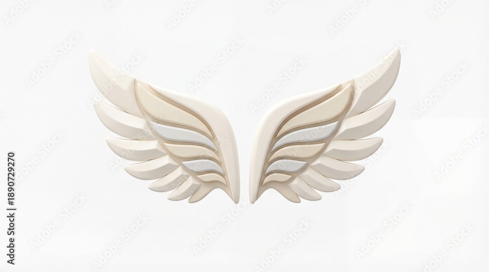 Fototapeta premium Elegant white angel wings on a clean white background.