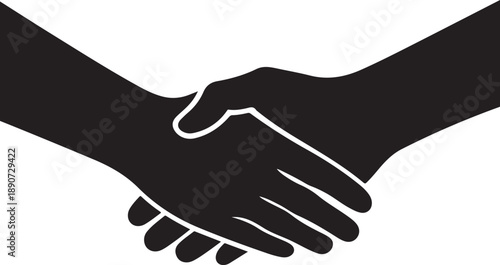 Handshake Silhouette – Reaching Hands Vector Black on White