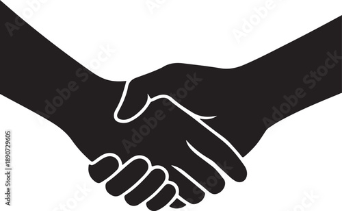 Handshake Silhouette – Reaching Hands Vector Black on White