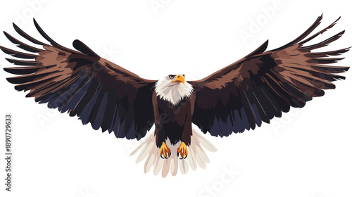 Bald Eagle Soaring with Outstretched Wings.