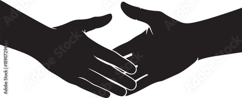 Handshake Silhouette – Reaching Hands Vector Black on White