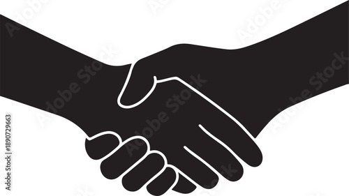 Handshake Silhouette – Reaching Hands Vector Black on White