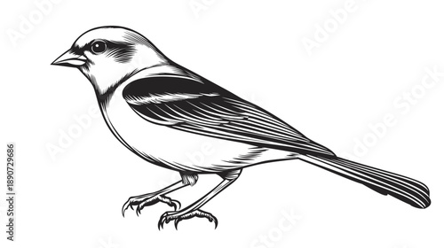 Black and White Illustration of Bird.