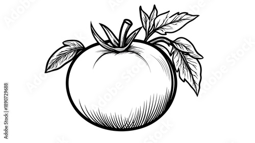 Black and White Illustration of Tomato.