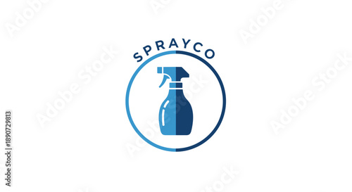 Blue Spray Bottle Iconic Logo Design.
