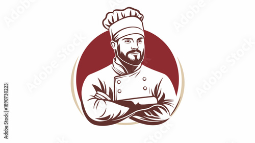 Chef Illustration with Beard and Hat.