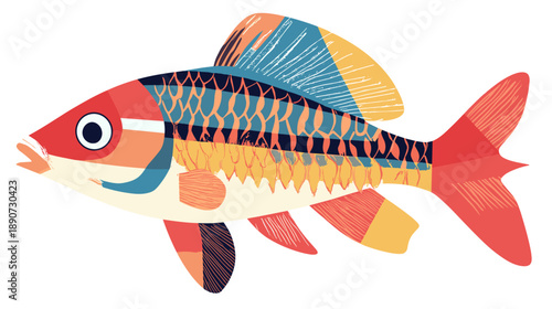 Colorful Fish Illustration with Vibrant Fins.