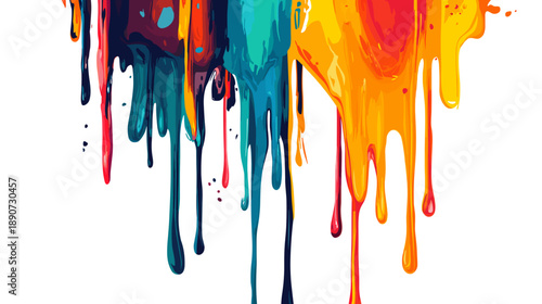 Colorful Paint Dripping Down on White 1.