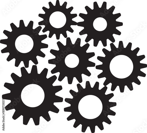 Gears Silhouette – Cog Wheels Vector Black on White”