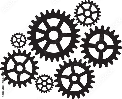 Gears Silhouette – Cog Wheels Vector Black on White”