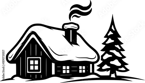 vector clip art winter cabin for web and graphic design
