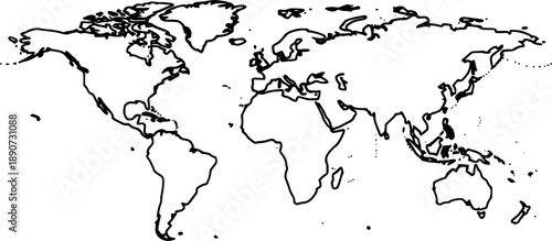 vector clip art world map on white background for web and graphic design
