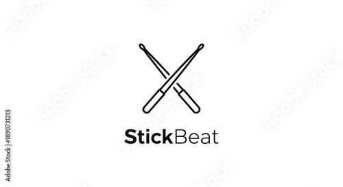 Drumsticks Crossed Over Simple Logo Design.