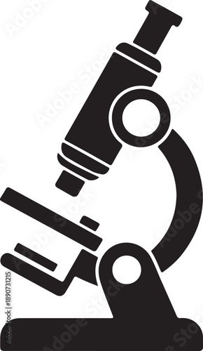 Microscope Silhouette – Lab Instrument Vector Black on White