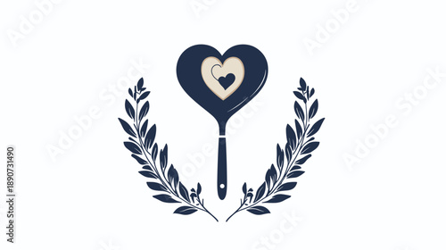 Heart Shaped Key with Laurel Wreath.