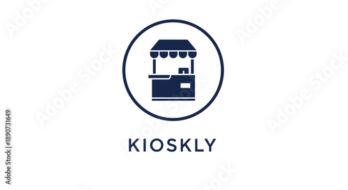Kioskly Logo Design with Kiosk Illustration.