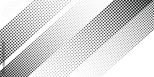 Dotted gradient vector illustration, white and black halftone background, horizontal seamless dotted lines, monochrome dots texture backdrop, retro effect. modern