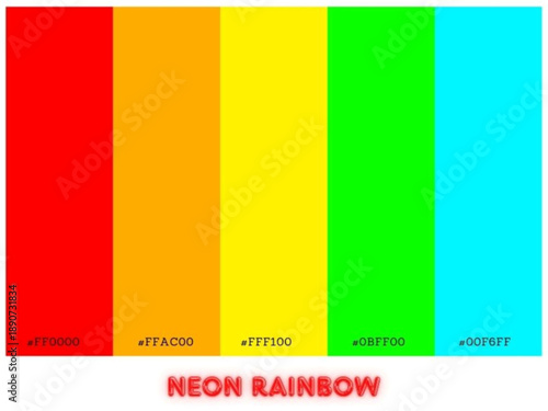 Neon color palette emphasizing glowing vibrancy for modern abstract backgrounds