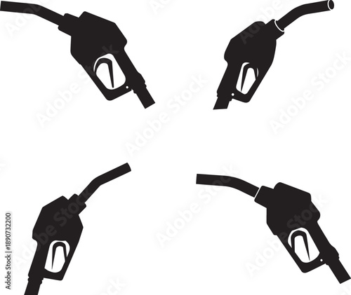 Gas Station Fuel Pump Nozzle Silhouette Vector Bundle