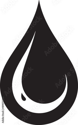 “Raindrop Silhouette – Rain Drop Vector Black on White