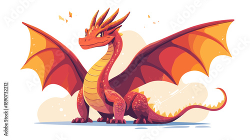 Red and Orange Cartoon Dragon Illustration.