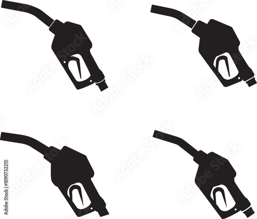 Gas Station Fuel Pump Nozzle Silhouette Vector Bundle