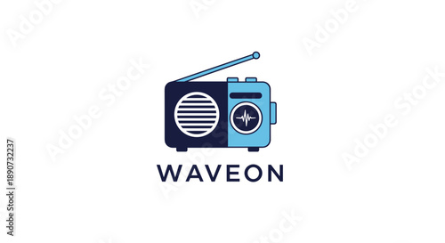 Retro Radio Logo Design with Antenna.