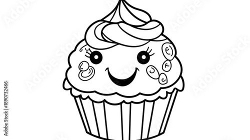 Smiling Cupcake with Frosting and Sprinkles.