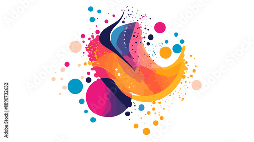 Vibrant Abstract Shapes and Colored Dots.