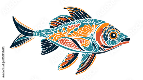 Vibrant Illustration of a Stylized Fish.