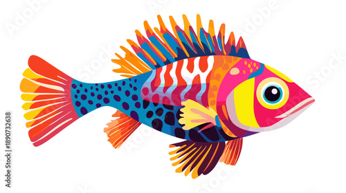 Vibrant Colorful Fish with Detailed Fins.