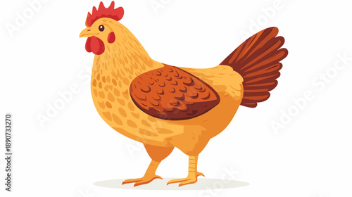 Yellow Chicken Standing with Red Comb.