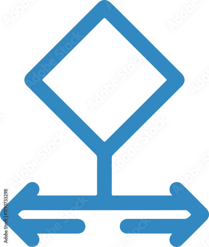 Decision Diamond with Dual Arrows Flat Vector for Software Programming, software development documentation, business workflow diagrams, strategic decision-making presentations, and technical process.