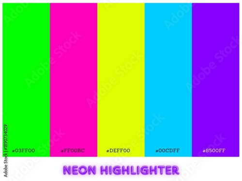 Neon color palette showcasing intense brightness for contemporary design needs