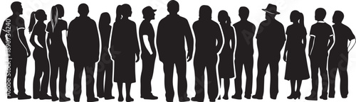 Diverse Group of People Standing Together in Silhouette Form