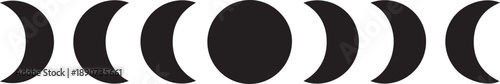 “Moon Phases Silhouette – Lunar Cycle Vector Black on White”