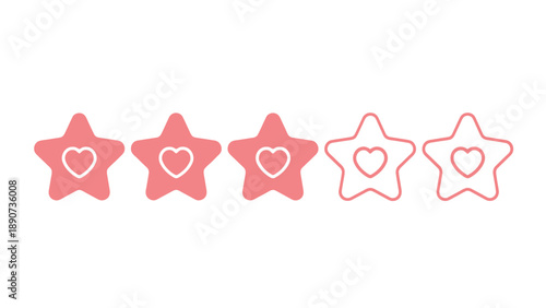 Three star rating, positive feedback, customer satisfaction, isolated on white background