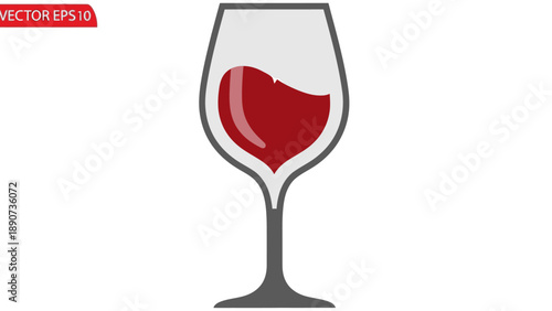 Red Wine Glass Icon - Minimalist Vector Art