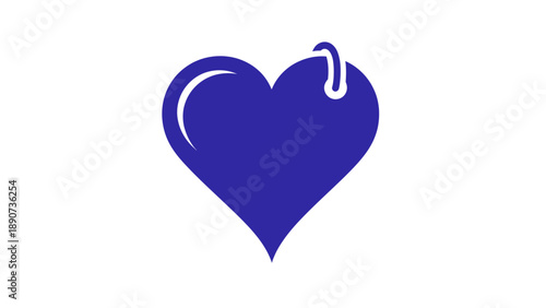 Blue Heart with Dripping Paint Symbol, Isolated on White Background